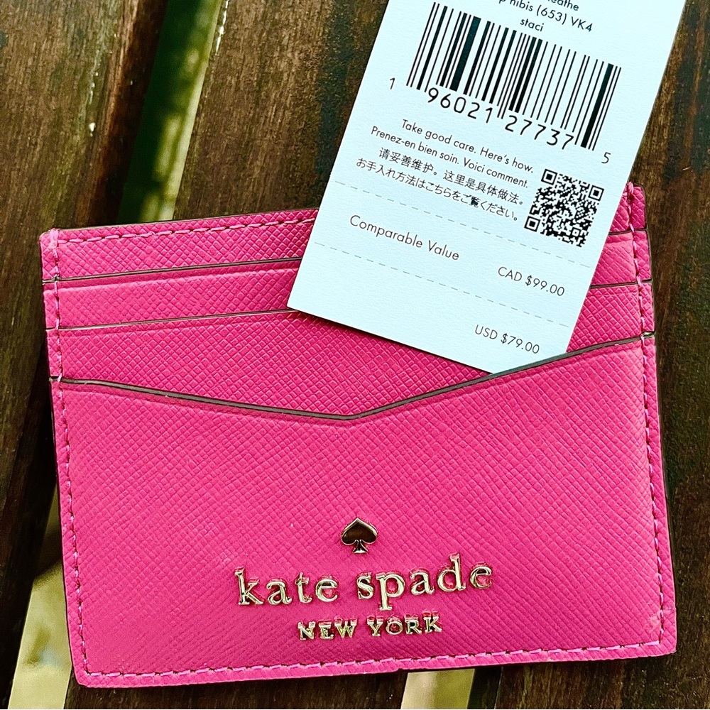 Kate Spade Staci Hot Pink Cardholder Small Wallet in deep hibiscus 🌺